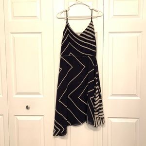 Asymmetrical striped silk dress
